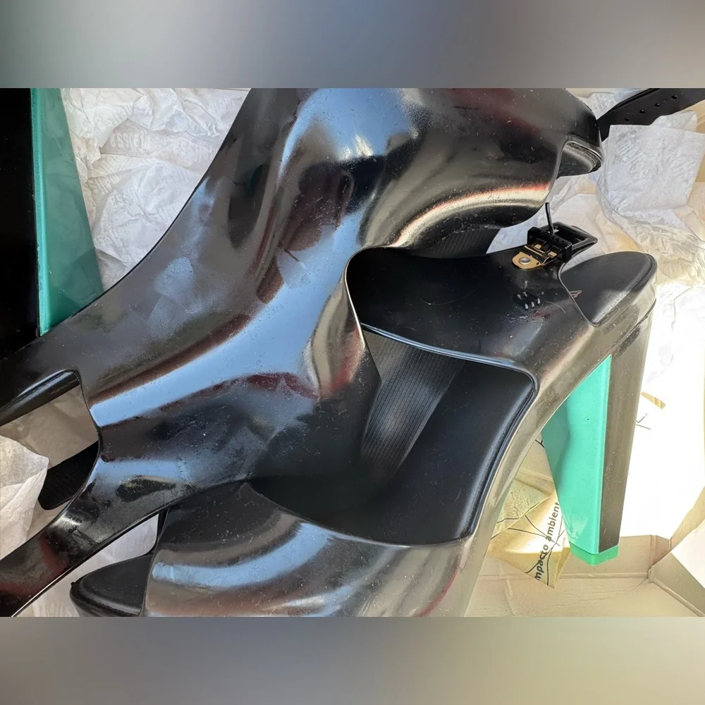 Melissa Black and Teal Sandals - Picture 2 of 3